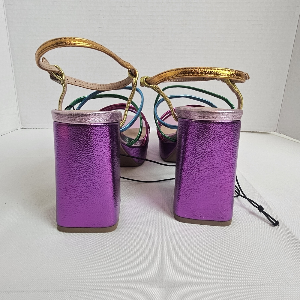 Pop Fuchsia Multi Colored Kallie Heeled Sandals Size 8 - Picture 5 of 13